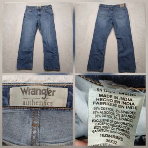 Wrangler Authentics Straight Stretch Jeans Men's 36x32 Blue Denim